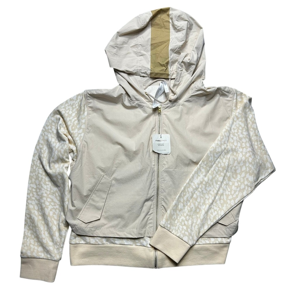 Fabletics Lisi‎ Boxy Jacket Womens XXL Cream Tan Fleece Athleisure Hoodie